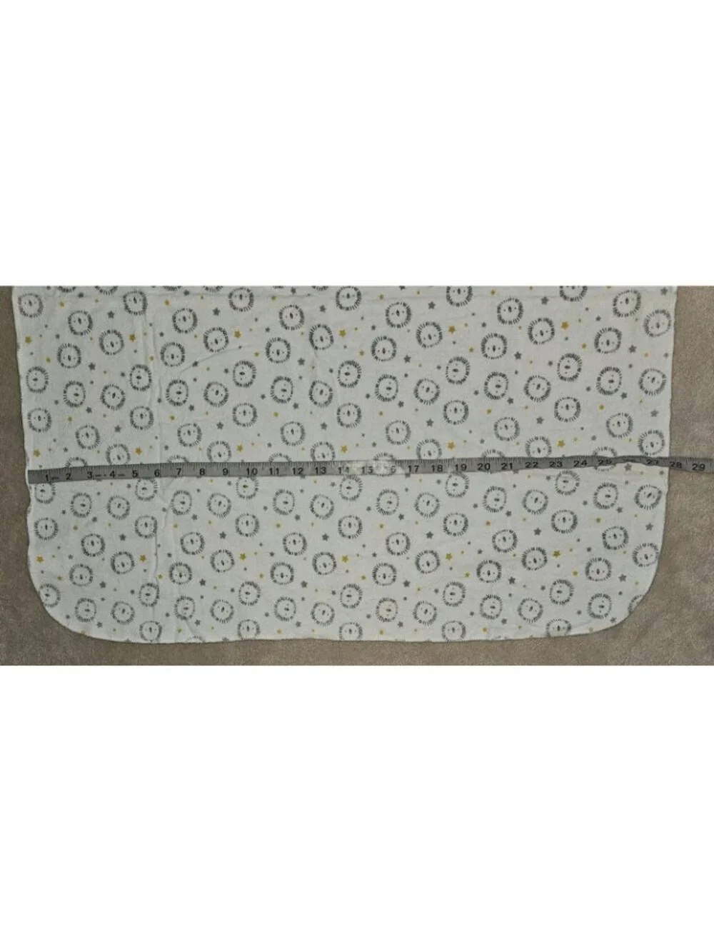 Just Born Lion Head Stars White Gray Yellow Receiving Blanket Cotton NEVER USED
